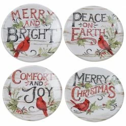 6 in. Evergreen Christmas Multicolored Earthenware Canape Plate (Set of 4) by Certified International