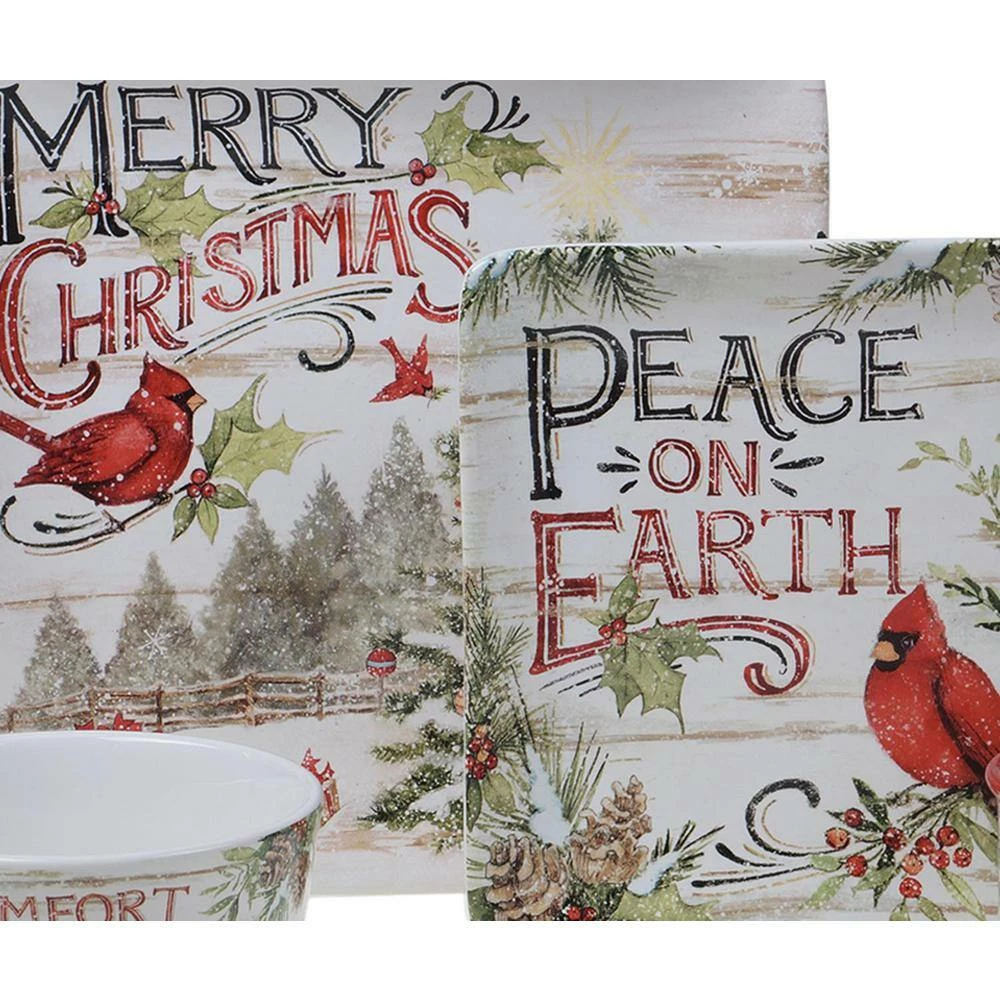 6 in. Evergreen Christmas Multicolored Earthenware Canape Plate (Set of 4) by Certified International 4 6 in. Evergreen Christmas Multicolored Earthenware Canape Plate (Set of 4) by Certified International - Image 2