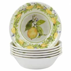 Lemon Zest Multicolored Melamine All Purpose Bowl 22 oz. 7.5 in. x 2 in. (Set of 6) by Certified International