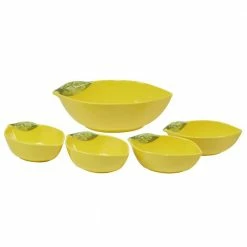 3-D Lemon 5-Piece Multicolored Melamine 11.75 in. 72 oz. and 7.25 in. 18 oz. Serving Bowl Set by Certified International