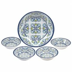 Mosaic 5-Piece Multicolored Melamine 13.75 in. 128 oz. and 7.25 in. 22 oz. Salad/Serving Bowl Set by Certified International