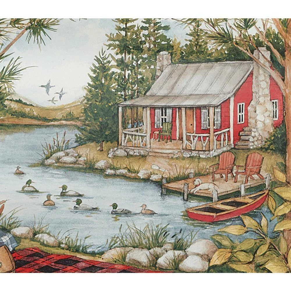 Lake Retreat 128 oz. 13 in. Multicolor Eathenware Serving Bowl by Certified International 5 Lake Retreat 128 oz. 13 in. Multicolor Eathenware Serving Bowl by Certified International - Image 3