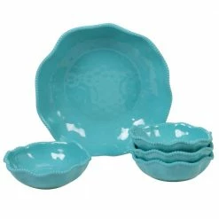 Perlette Teal 5-Piece Multi-Colored Salad/Serving Set by Certified International